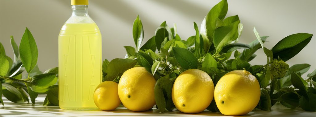 Botella de zumo, limones con sus hojas
Rendimiento limón: factores, calidad y extracción